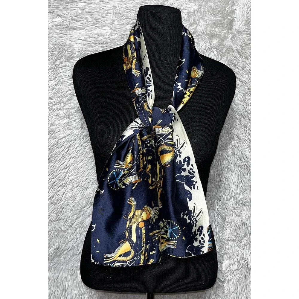 Silky‎ Satin Scarf for Women Elephants Print Neck Head Wrap